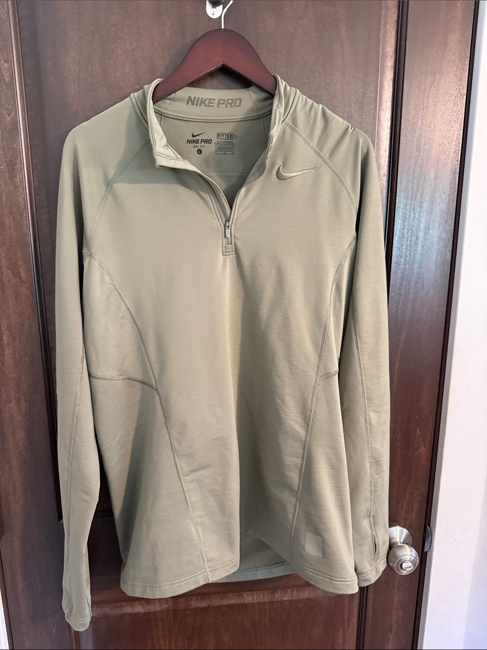Nike Men's Olive Green Half-Zip Performance Top
